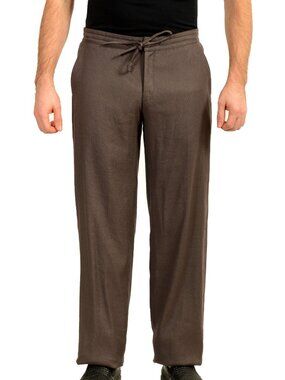 Malo Men's Gray Linen Flat Front Casual Pants US 30 IT 46